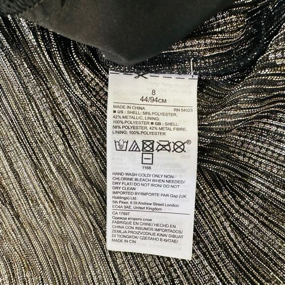 Banana Republic Chevron Boatneck Lurex Dress Black Gold Size 8 Holiday Party - Picture 7 of 11